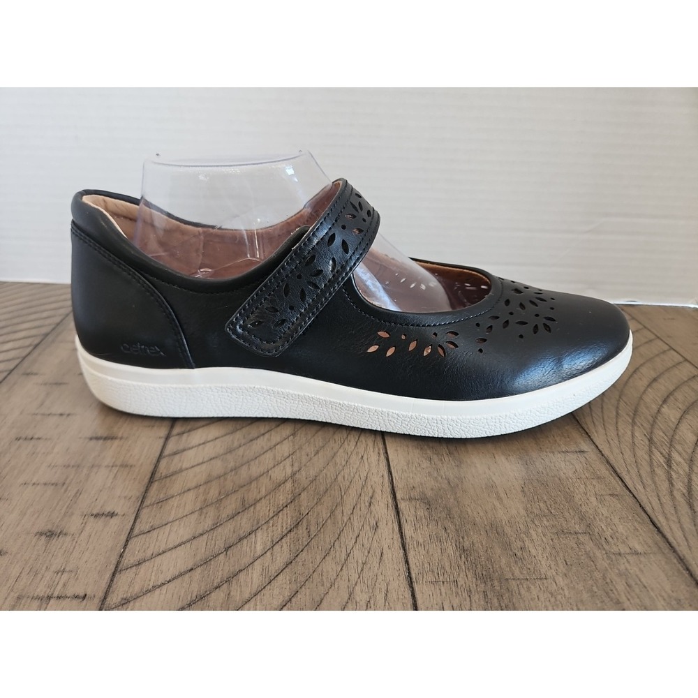 Aetrex Mary Jane Shoes 10.5 11 Black Women Emerson Cut Out Minimalist Preppy - Picture 7 of 14